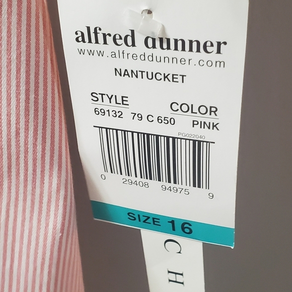 Alfred Dunner Pink Embroidered Striped Stretch Blouse. New Sz16 - Picture 2 of 5